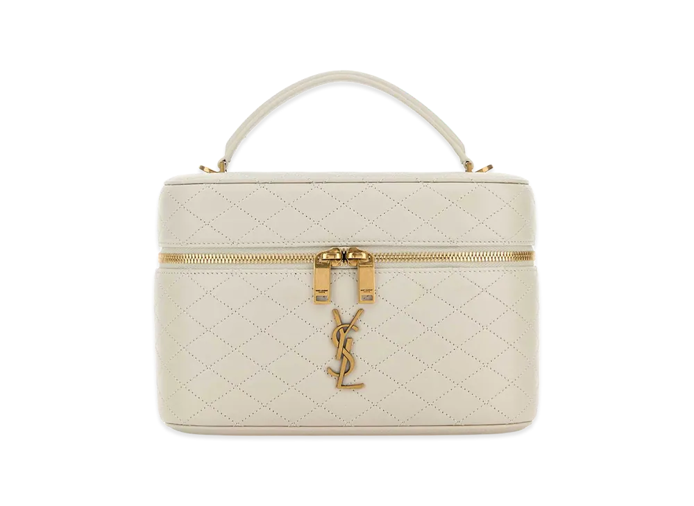 Saint Laurent Women's Chalk Leather Large Vanity Gaby Handbag "White"