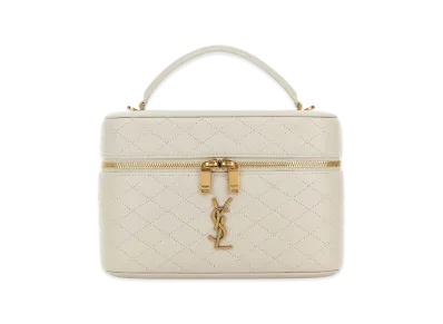 Saint Laurent Women's Chalk Leather Large Vanity Gaby Handbag "White"