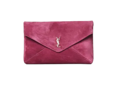 Saint Laurent Women's Cassandre Suede Clutch "Purple"