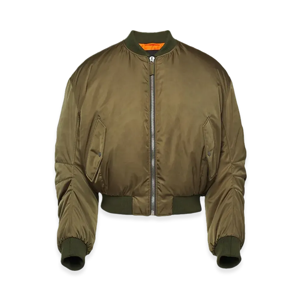 PRADA Cropped Re-Nylon Down Jacket "Military Green"