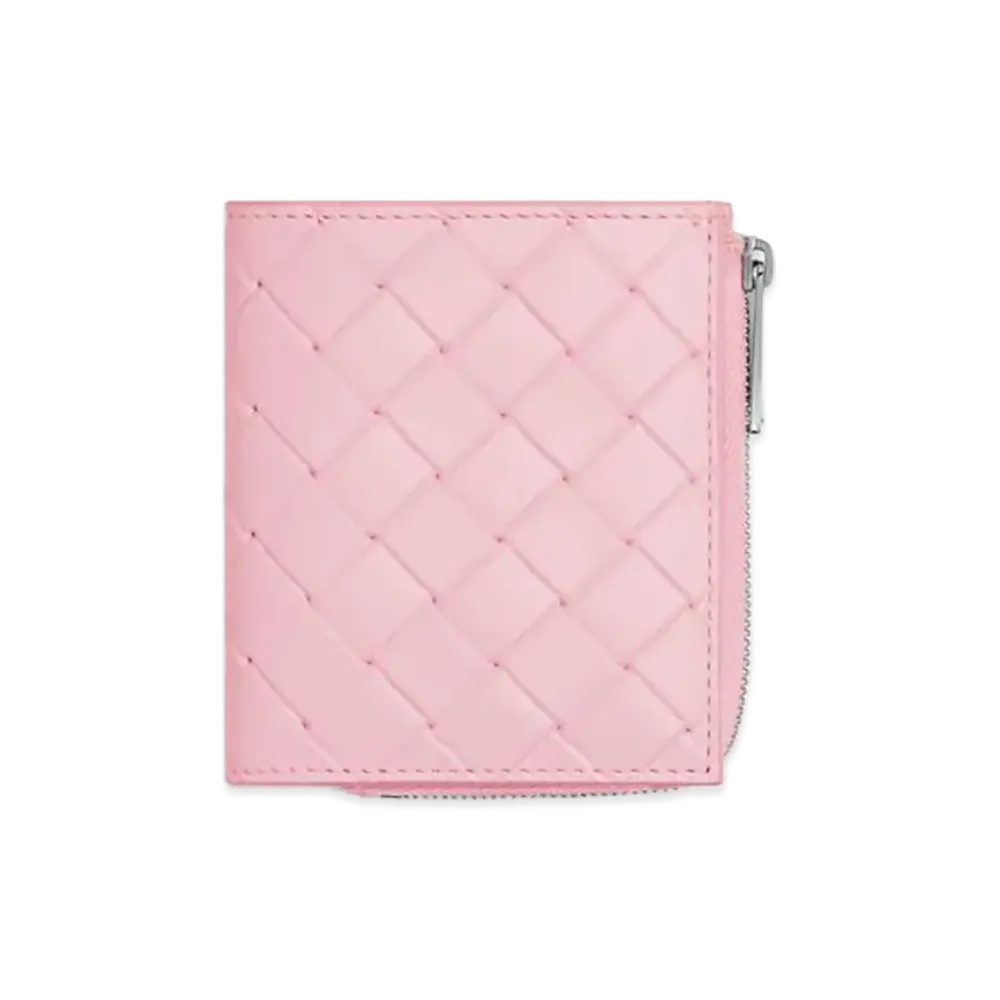 Bottega Veneta Intrecciato Stamp Bi-fold Wallet "Rose"