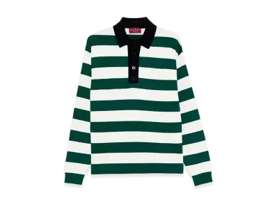 GUCCI Embroidered Silk Blend Polo Shirt "Stripped"
