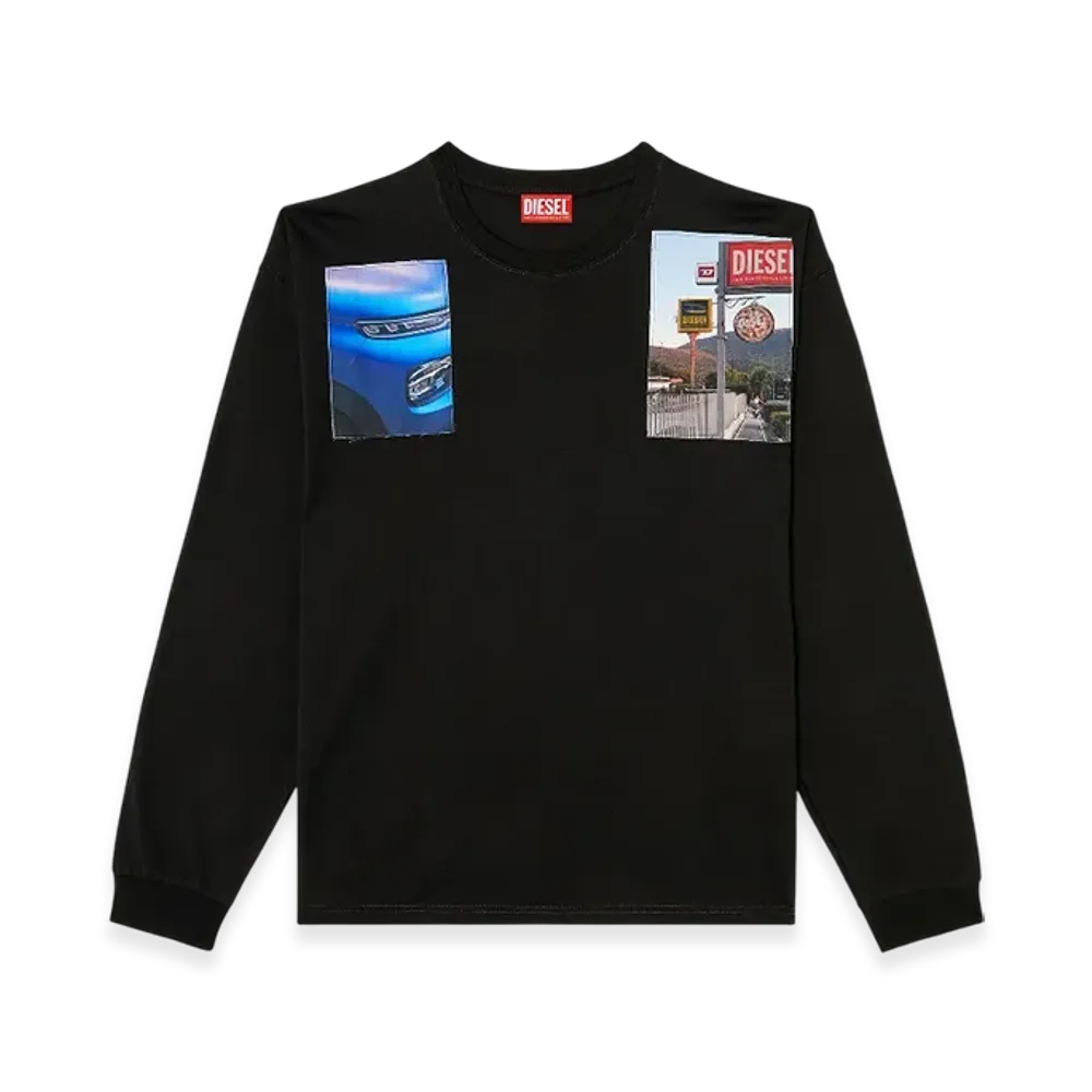 Diesel T-Boxt-LS-T5 Long-Sleeve T-Shirt With Logo Photo Patches "Black"