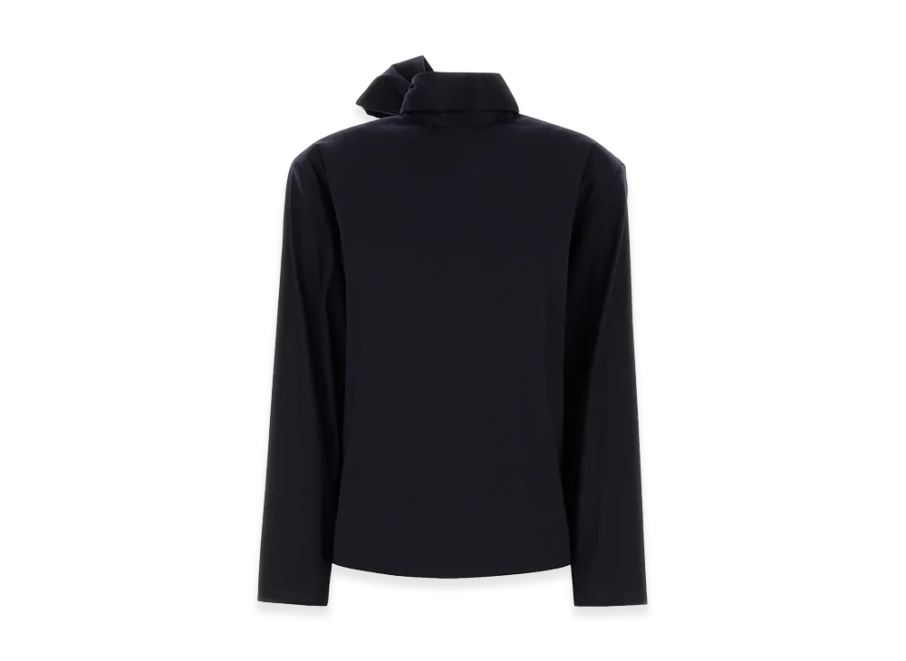 Saint Laurent Women's Navy Stretch Silk Blend Blouse "Blue"