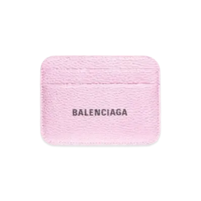BALENCIAGA Cash Card Holder In Metallized Grained Calfskin "Pink"