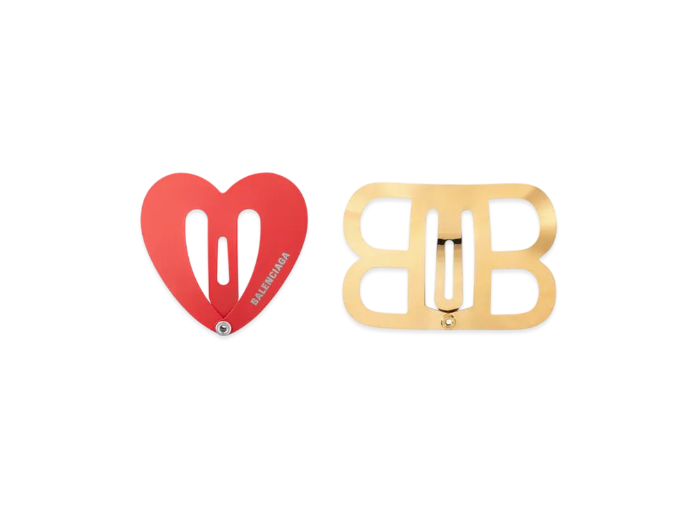 BALENCIAGA Bazaar Love BB Snap Clip Set "Red/Shiny Silver"