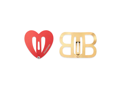 BALENCIAGA Bazaar Love BB Snap Clip Set "Red/Shiny Silver"