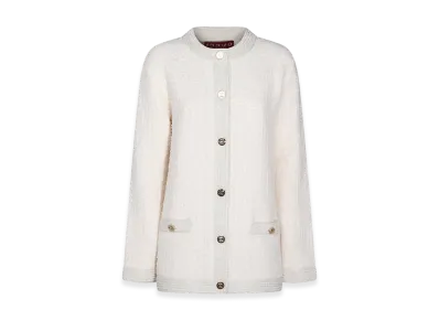 GUCCI Women's Stretch Boucle Cardigan "White"