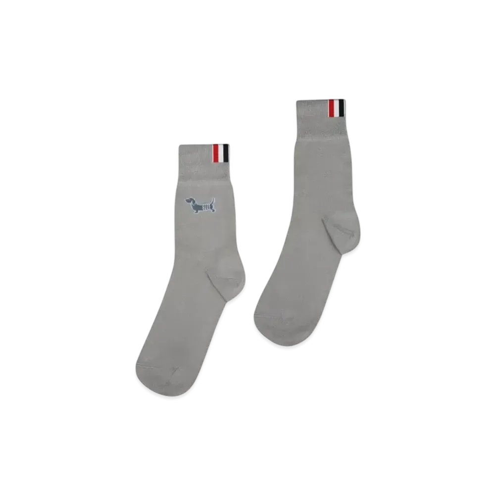 THOM BROWNE Holiday Hector Cotton Crew Socks "Gray"