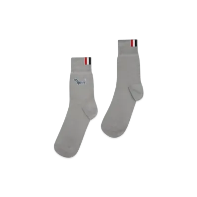 THOM BROWNE Holiday Hector Cotton Crew Socks "Gray"