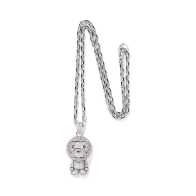 A BATHING APE MILO CRYSTAL STONE NECKLACE "Silver"