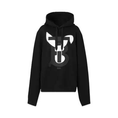 Burberry Rabbit Print Cotton Hoodie "Black"