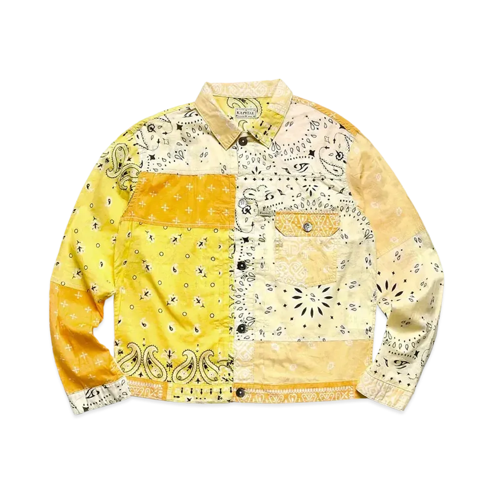 KAPITAL GAUZE BANDANA PATCHWORK 1ST JACKET "Yellow"