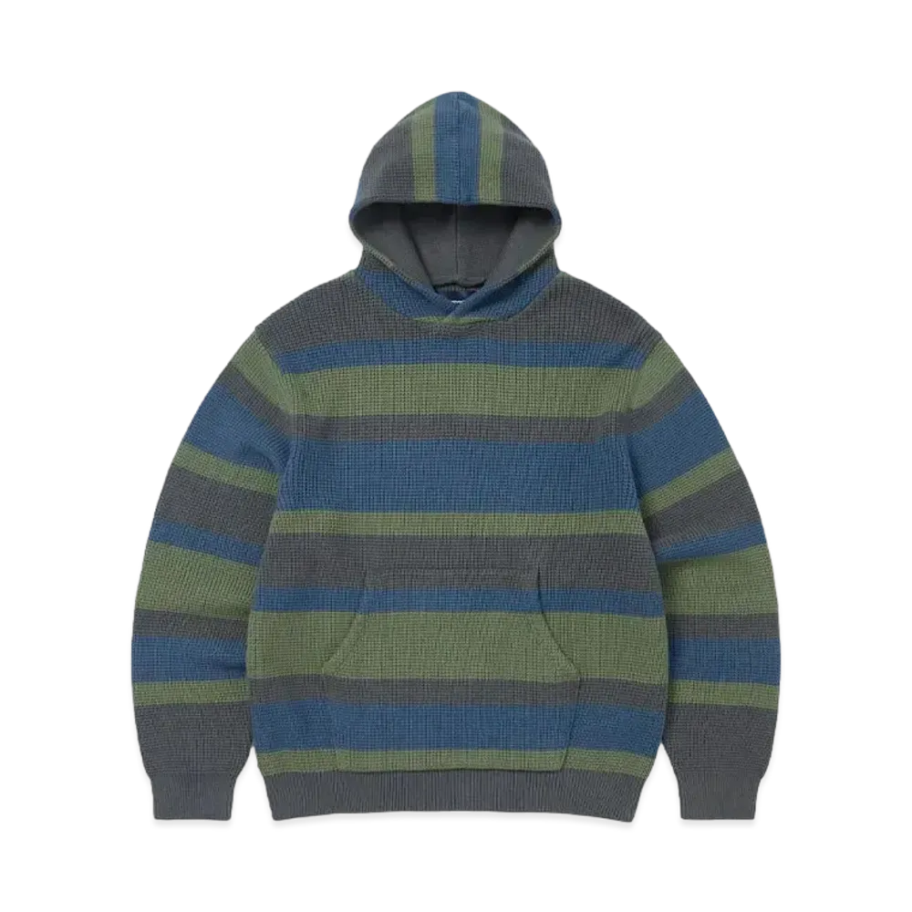 thisisneverthat Striped Waffle Knit Hoodie "Grey"