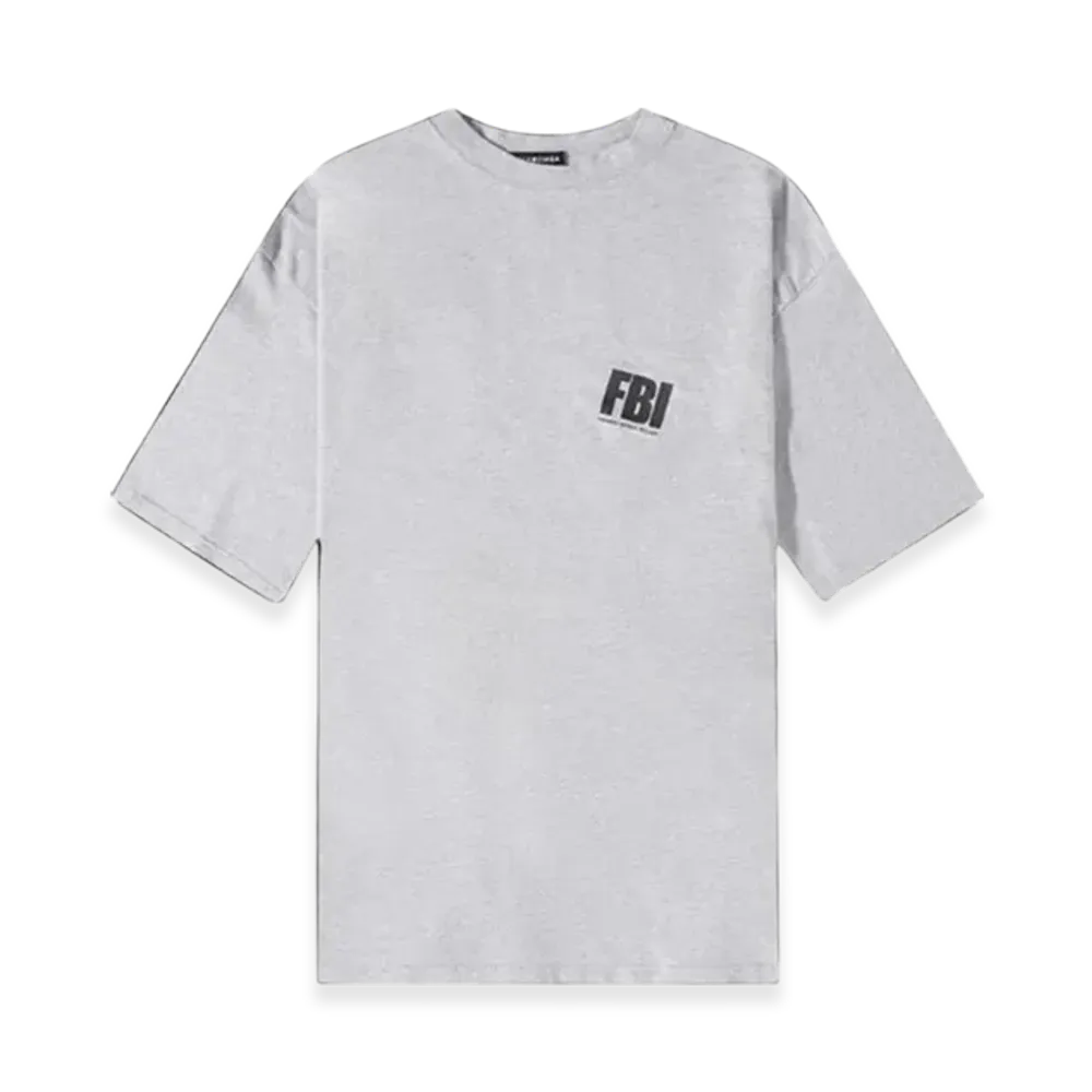 BALENCIAGA FBI Oversized T-Shirt "Heather Grey Black"
