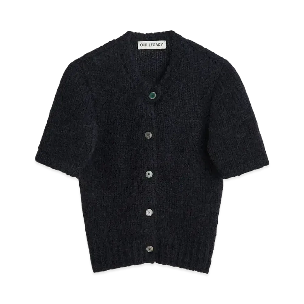 OUR LEGACY Shrunken Shortsleeve Fuzzy Mohpaca "Navy"