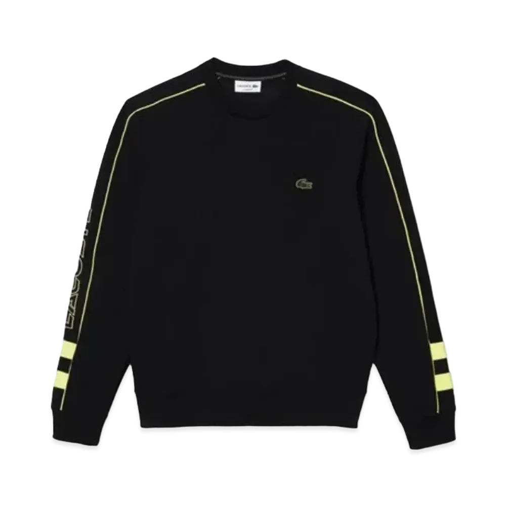 LACOSTE Piping Sleeve Crew Neck Sweat "Black"