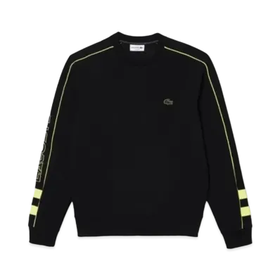 LACOSTE Piping Sleeve Crew Neck Sweat "Black"