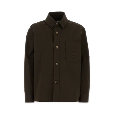 Saint Laurent Women's Gabardine Shirt "Dark Brown"