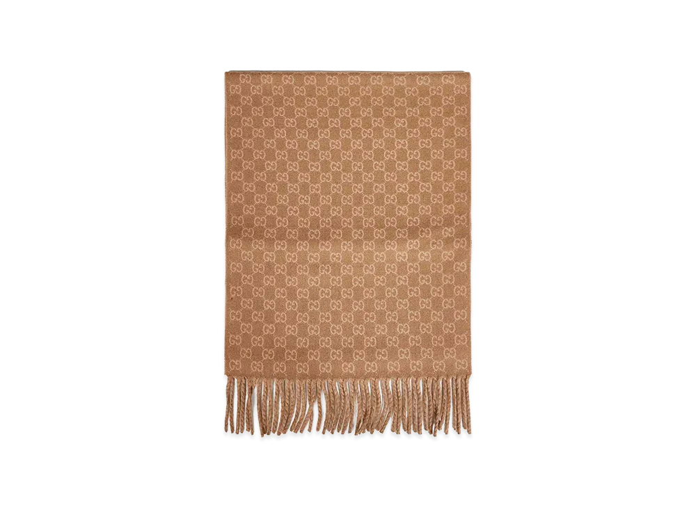 GUCCI Embroidered Wool Blend Scarf "Printed"