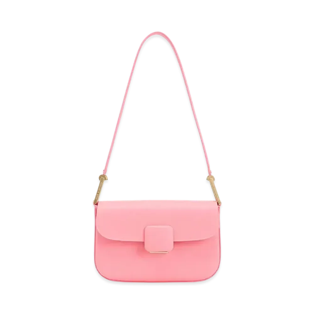 CHARLES & KEITH Core Square Push Lock Shoulder Bag "Pink"