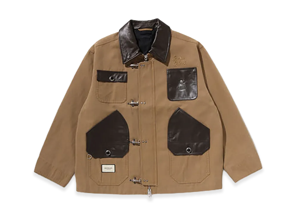 A BATHING APE Bape Black Washed Chore Work Jacket "Brown"