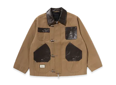 A BATHING APE Bape Black Washed Chore Work Jacket "Brown"