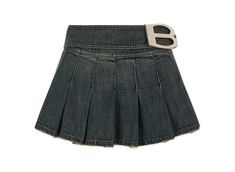 BALENCIAGA Women's 'Buckle Pleated' Skirt "Blue"