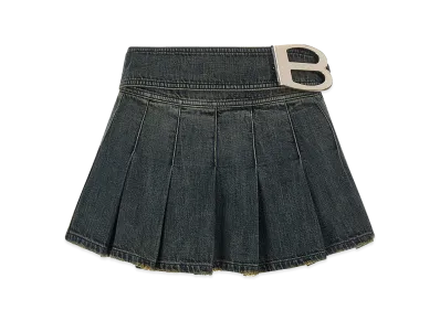 BALENCIAGA Women's 'Buckle Pleated' Skirt "Blue"