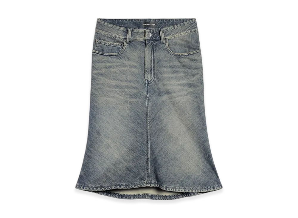 BALENCIAGA Women's Godet Midi Skirt "Blue"