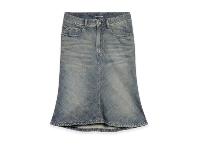 BALENCIAGA Women's Godet Midi Skirt "Blue"