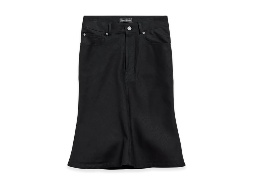 BALENCIAGA Women's Godet Midi Skirt "Black"