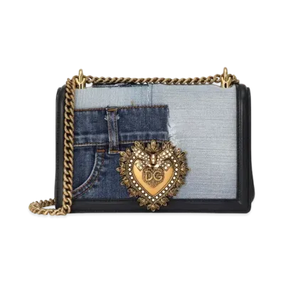 Dolce&Gabbana Devotion Bag Medium Denim Patchwork & Calfskin "Blue"
