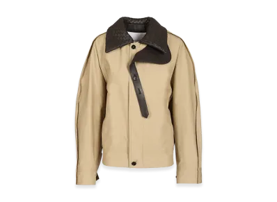 Bottega Veneta Women's Cotton Blouson With Intreccaito Collar "Beige"