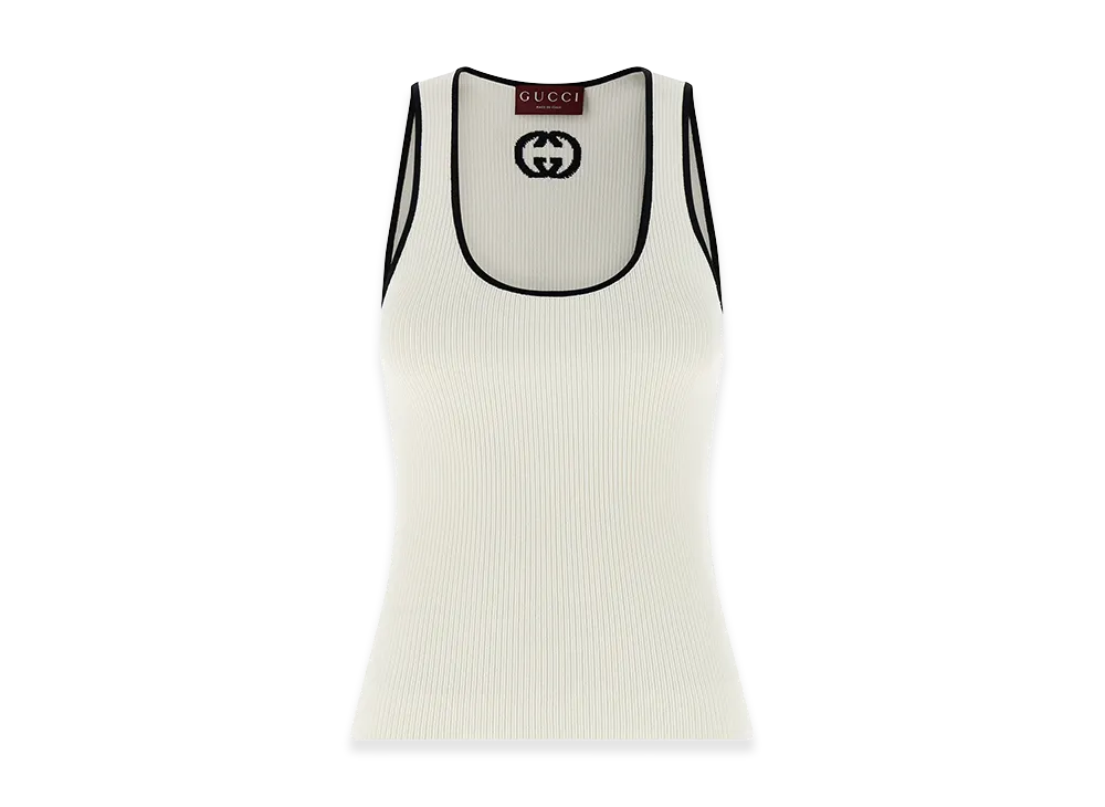GUCCI Women's 'Incrocio GG' Tank Top "White"