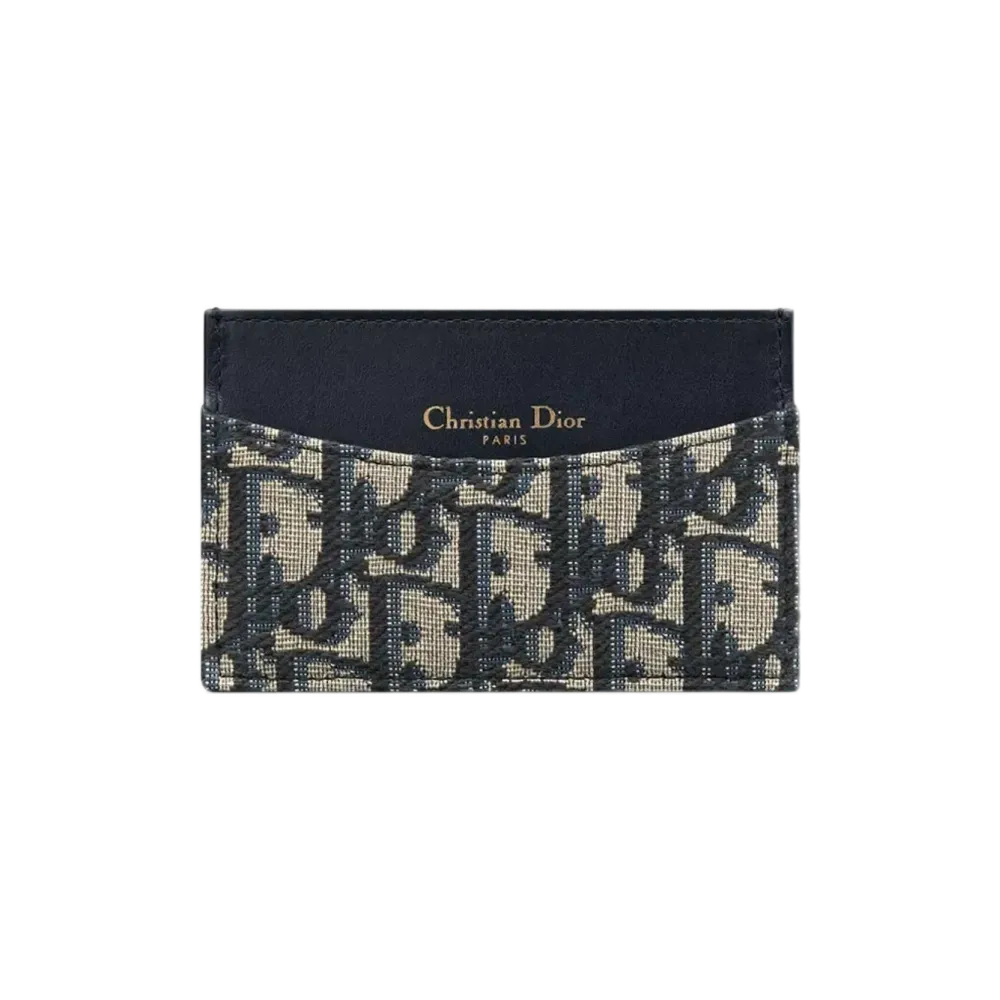 Dior Travel Chamomile Card Holder Oblique Jacquard&Calfskin "Black"