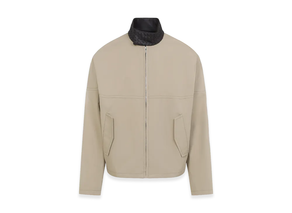 Bottega Veneta Intrecciato Collar Zip Jacket "Beige/Tan"