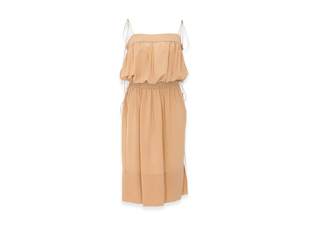Saint Laurent Women's Nude Clair Midi Balloon Dress "Beige"