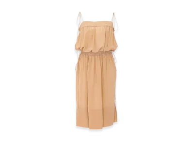 Saint Laurent Women's Nude Clair Midi Balloon Dress "Beige"