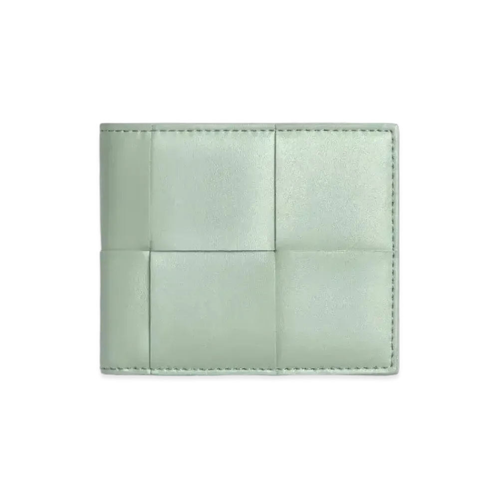Bottega Veneta Casette Maxi Intrecciato Calfskin Bi-fold Wallet "New Sauge"