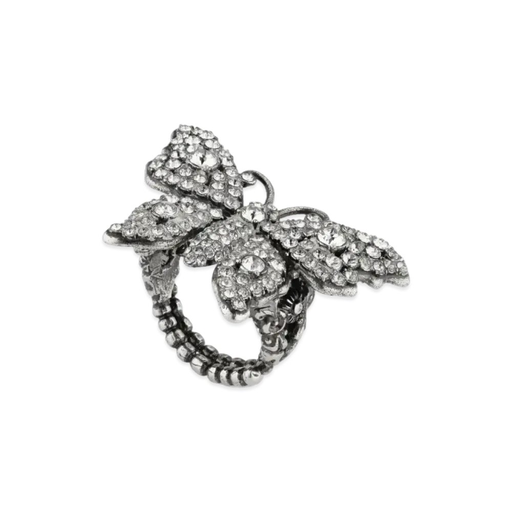 GUCCI Crystal Butterfly Metal Ring "Crystal"