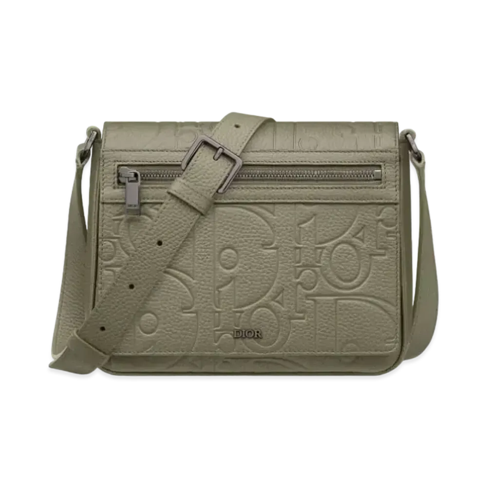 Dior Messenger Bag with Flap Dior Gravity Leather and Grained Calfskin "Khaki"