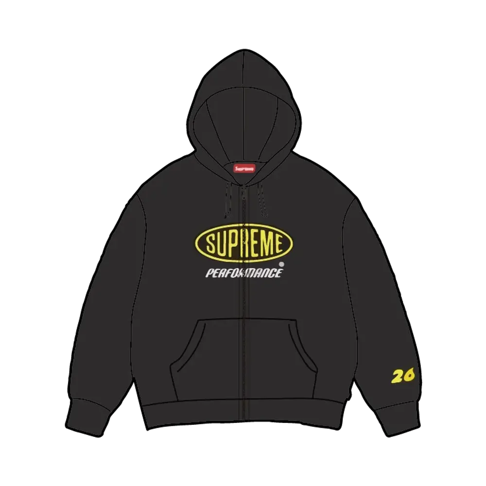 Supreme Performance Zip Up Hooded Sweatshirt "Black"