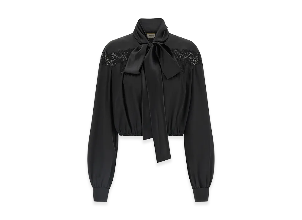 Saint Laurent Women's Lace Silk Shirt "Black"