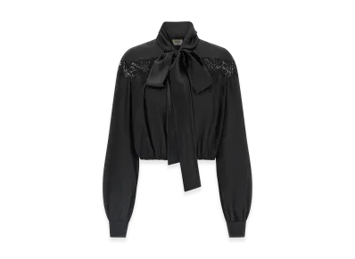 Saint Laurent Women's Lace Silk Shirt "Black"