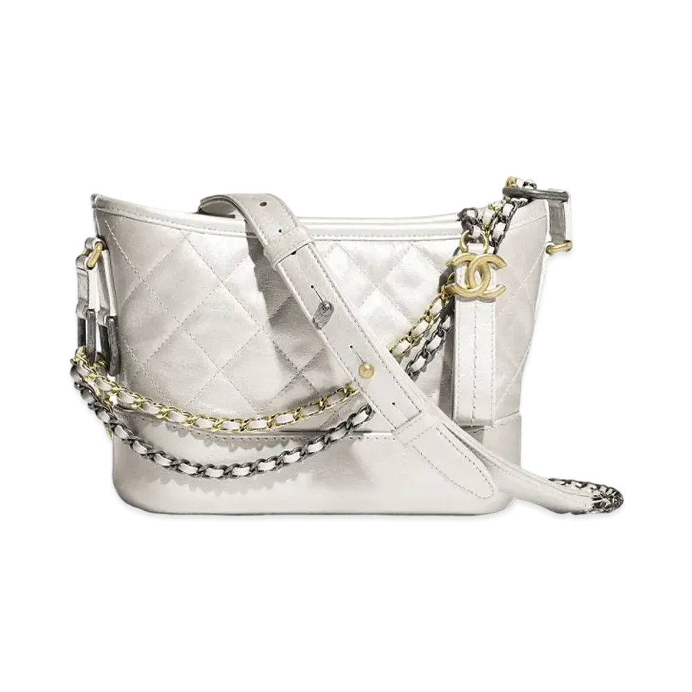 CHANEL Gabrielle De Chanel Small Hobo Bag Metallic Clample Lambskin & Calfskin "Silver"