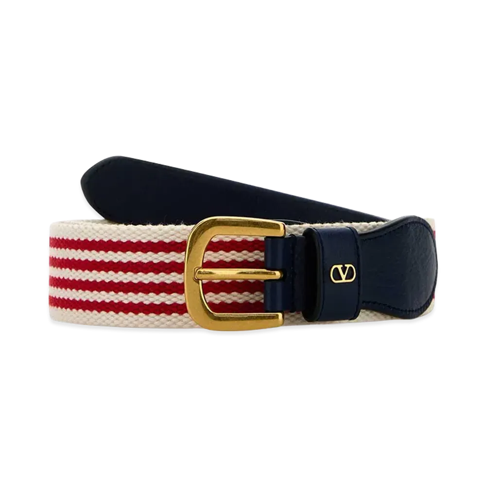 Valentino Embroidered Fabric Belt "Stripped"