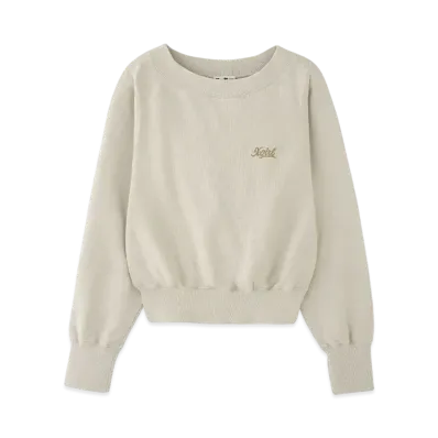 X-Girl Wide Neck X-Girl Sweat Top "Off White"