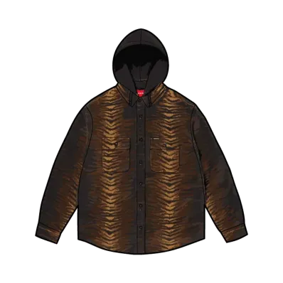 Supreme Quilted Lined Hooded Velvet Shirt "Tiger"