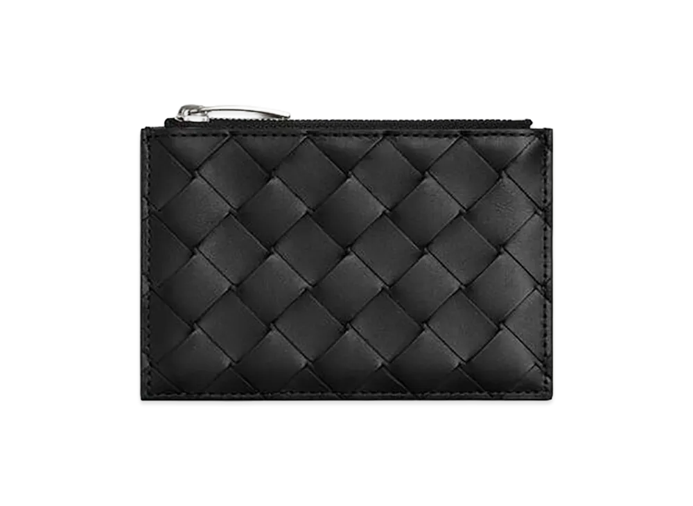 Bottega Veneta Intrecciato Zipped Card Case "Black"